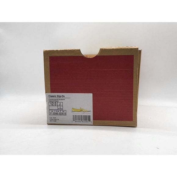 Vans Mens Classic Slip On Cyber Yellow White Checkerboard Shoes Size 12 New - Picture 8 of 8